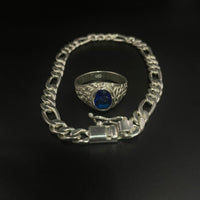 Thumbnail for Pack Anillo labrado y Pulsera Fígaro de Plata 950 - nativosjewelry