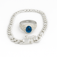 Thumbnail for Pack Anillo labrado y Pulsera Fígaro de Plata 950 - nativosjewelry