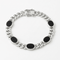 Thumbnail for Miami Distinción Ónix — 6mm Silver Cuban Bracelet 950 - nativosjewelry