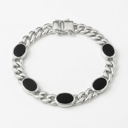 Miami Distinción Ónix — 6mm Silver Cuban Bracelet 950 - nativosjewelry