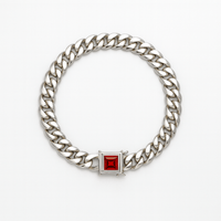 Thumbnail for Miami Poder Rubí 10mm — Silver Cuban Bracelet 999 - nativosjewelry