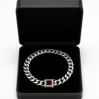 Thumbnail for Miami Poder Rubí 10mm — Silver Cuban Bracelet 999 - nativosjewelry