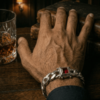 Thumbnail for Miami Poder Rubí 10mm — Silver Cuban Bracelet 999 - nativosjewelry