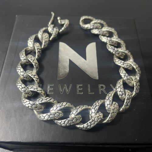 Miami Snake Dominio 10mm — Burnished Silver Bracelet 950 (21cm) - nativosjewelry