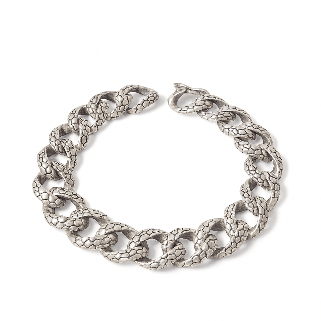 Miami Snake Dominio 10mm — Burnished Silver Bracelet 950 (21cm) - nativosjewelry