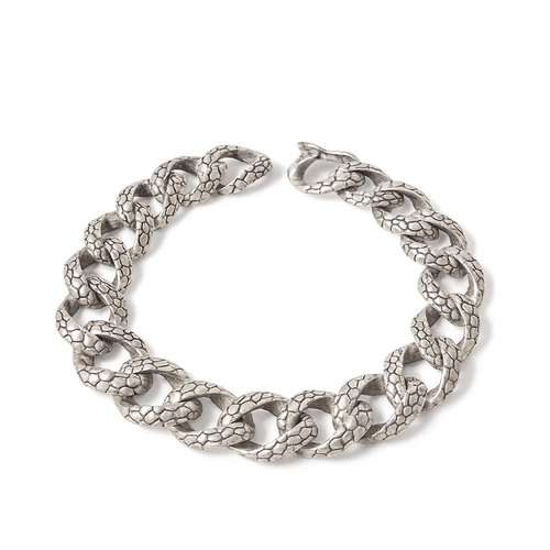 Miami Snake Dominio 10mm — Burnished Silver Bracelet 950 (21cm) - nativosjewelry