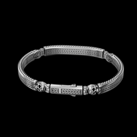 Thumbnail for Skull Rebel 3D — Burnished Silver Bracelet 950 (20cm) - nativosjewelry