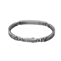 Thumbnail for Skull Rebel 3D — Burnished Silver Bracelet 950 (20cm) - nativosjewelry