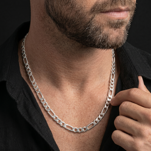 Cadena Fígaro de Plata 950 para Hombre 6mm