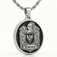 Thumbnail for Medalla Redonda Escudo Familiar Plata 950 - nativosjewelry