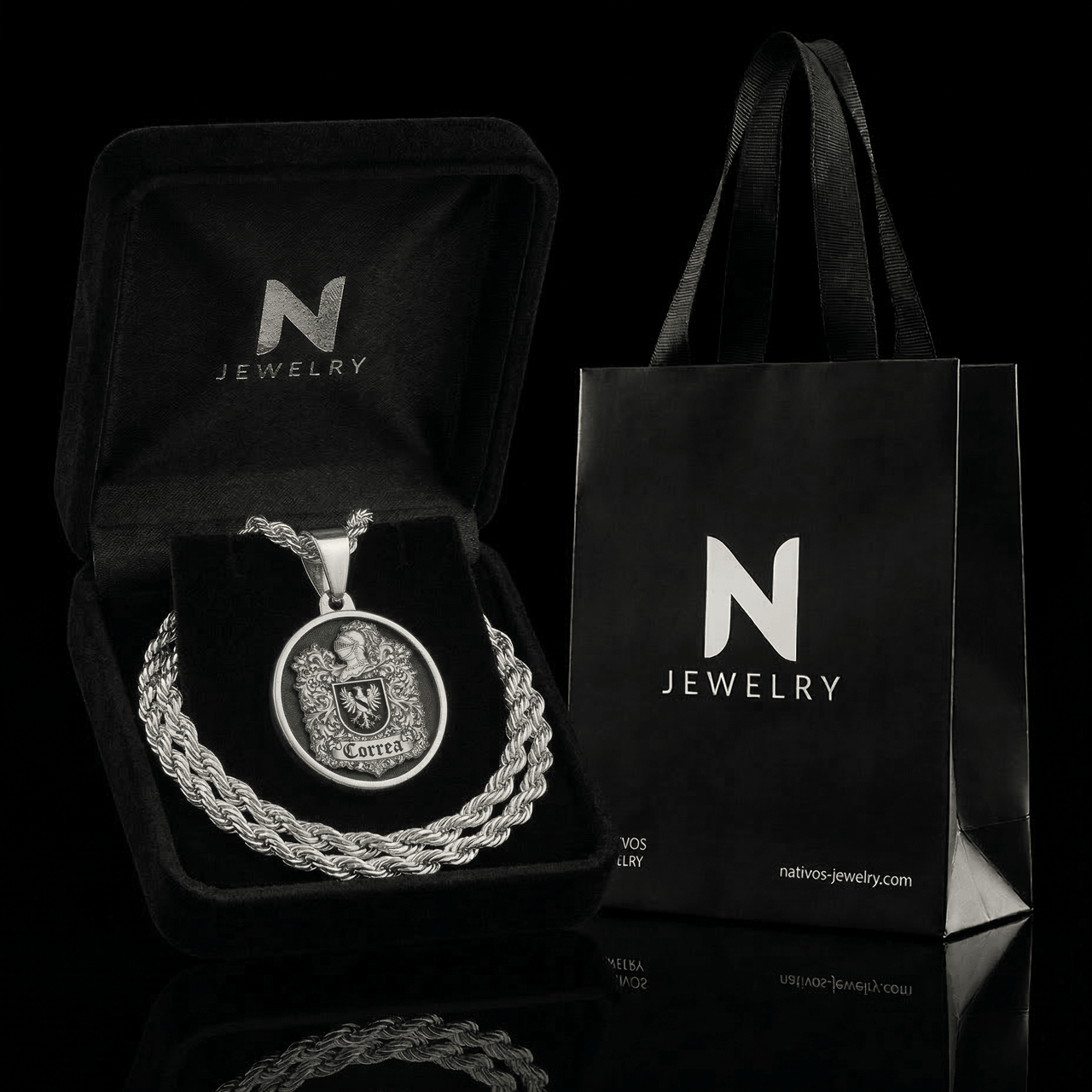 Medalla Redonda Escudo Familiar Plata 950 - nativosjewelry