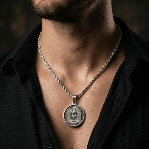 Medalla Redonda Escudo Familiar Plata 950 - nativosjewelry