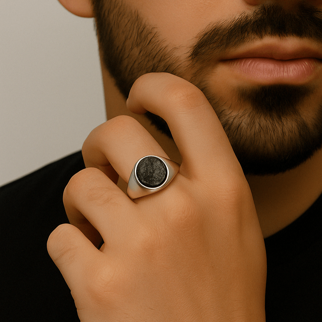 Obsidian Guard — Obsidiana Ring Silver 950 - nativosjewelry