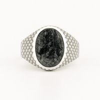 Thumbnail for Obsidian Shield — Obsidiana Ring Silver 950 - nativosjewelry