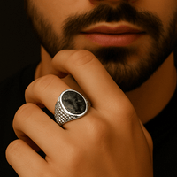 Thumbnail for Obsidian Shield — Obsidiana Ring Silver 950 - nativosjewelry