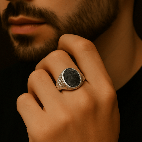 Obsidian Shield — Obsidiana Ring Silver 950 - nativosjewelry