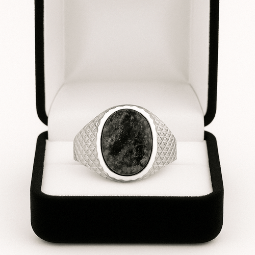 Obsidian Shield — Obsidiana Ring Silver 950 - nativosjewelry
