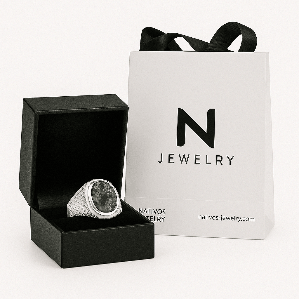 Obsidian Shield — Obsidiana Ring Silver 950 - nativosjewelry