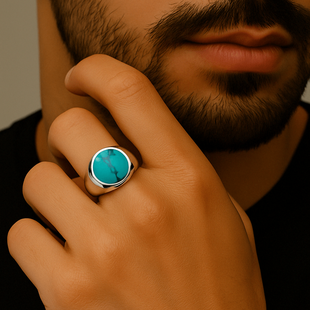 Turquesa Harmony — Circular Ring Silver 950 - nativosjewelry