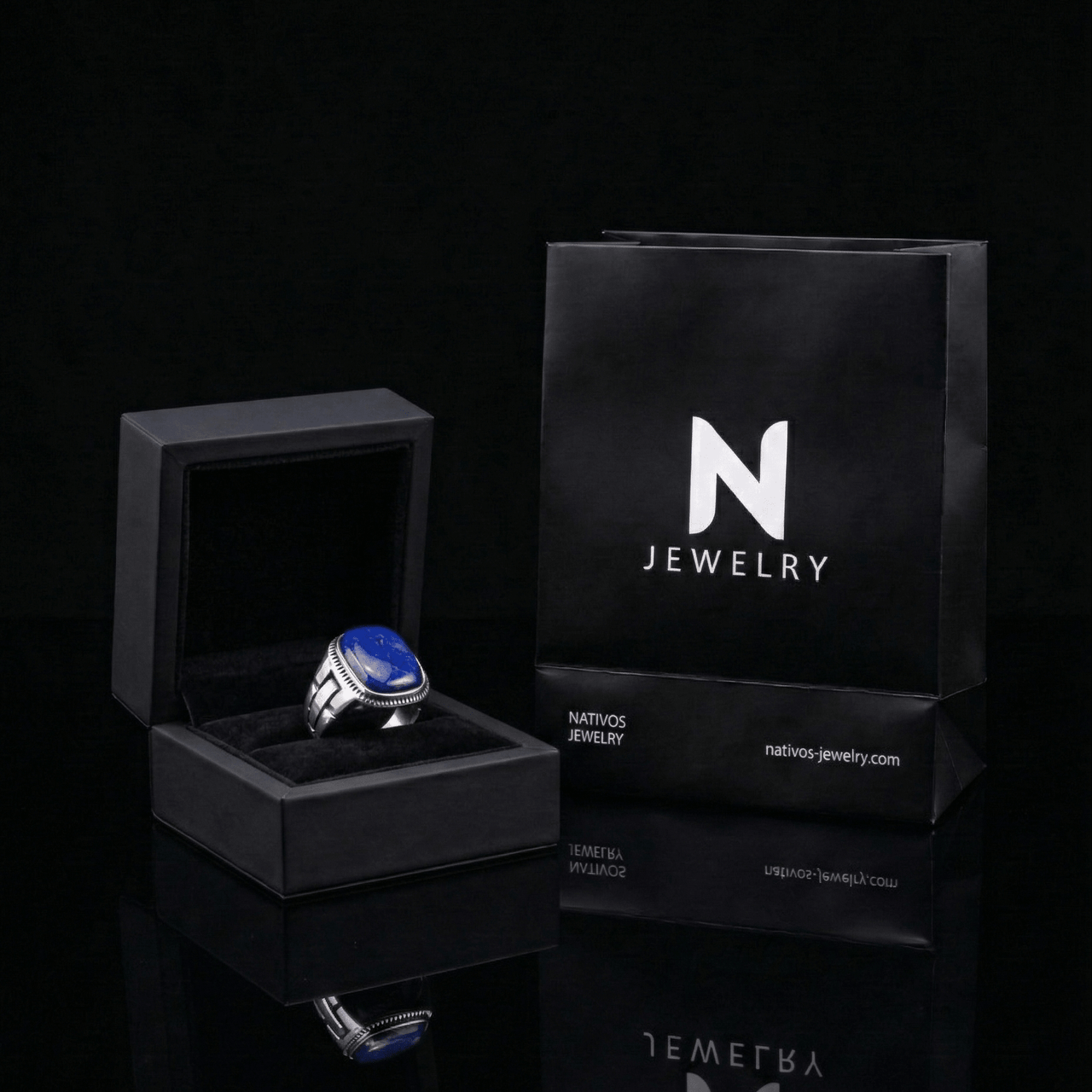 Lapislázuli — Anillo Plata 950 - nativosjewelry