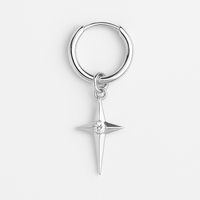 Thumbnail for Arete de Plata 950 Estrella con Circon – Joya Masculina Elegante - nativosjewelry
