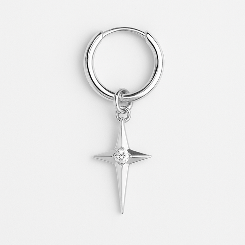 Arete de Plata 950 Estrella con Circon – Joya Masculina Elegante - nativosjewelry