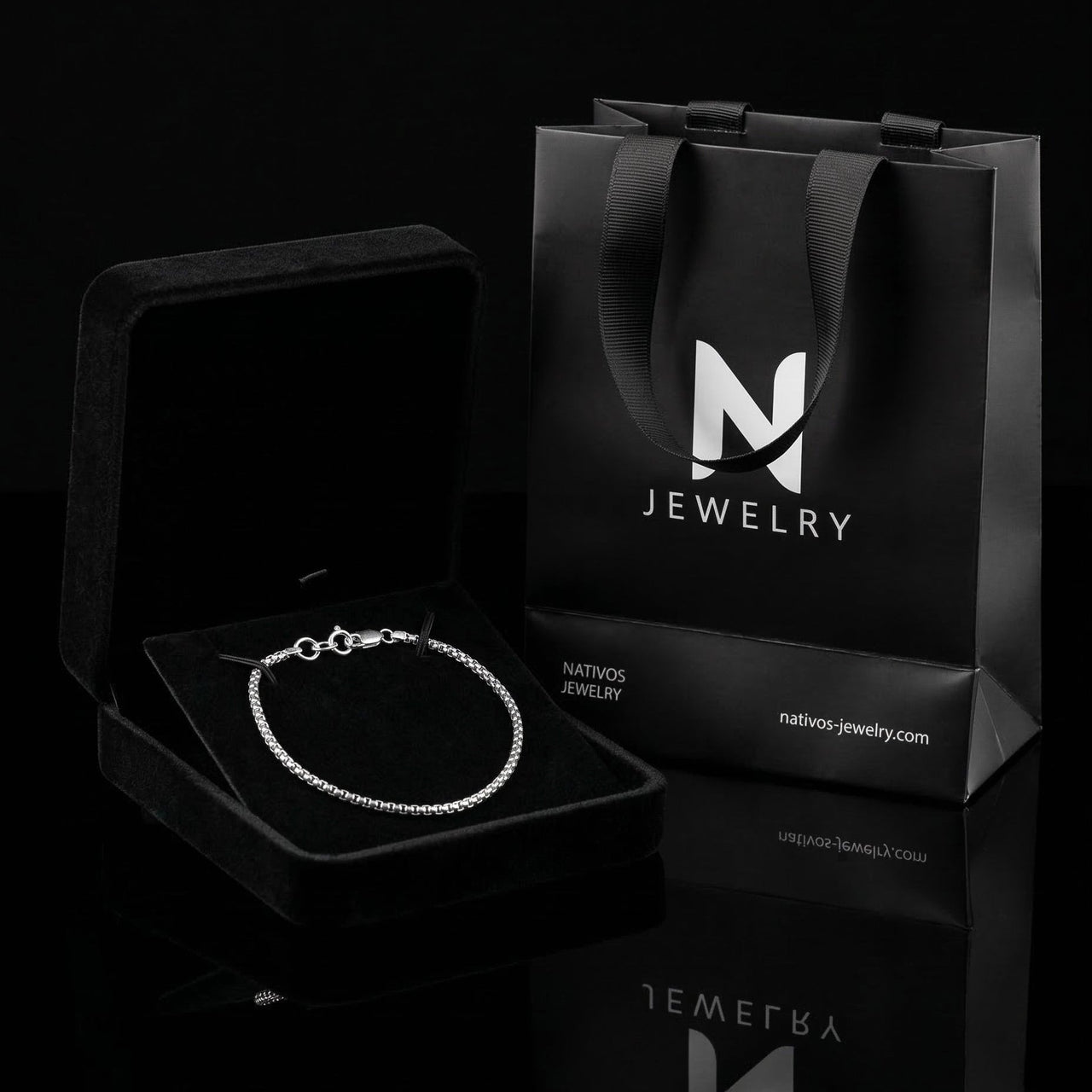 Box Minimal 925 — Silver Box Bracelet Adjustable - nativosjewelry