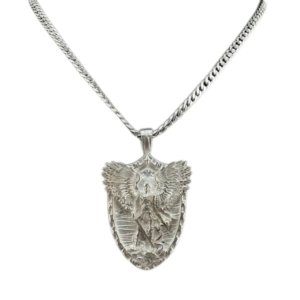 Collar y medalla Arcángel San Miguel de Plata 950 - nativosjewelry