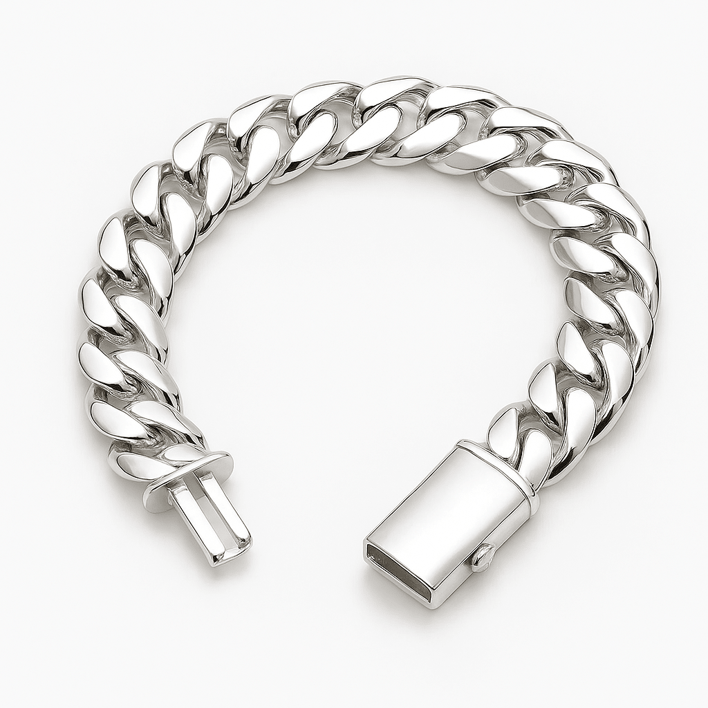Cuban Dominio 14mm — Silver Cuban Bracelet 999 (22 cm / 8.6”) - nativosjewelry
