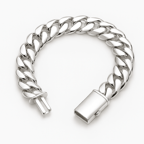 Cuban Dominio 14mm — Silver Cuban Bracelet 999 (22 cm / 8.6”) - nativosjewelry