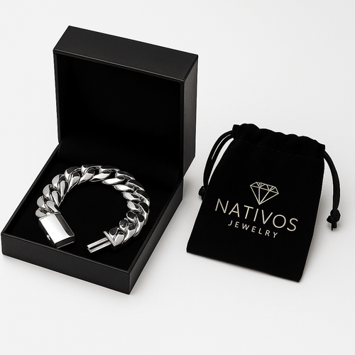 Cuban Dominio 14mm — Silver Cuban Bracelet 999 (22 cm / 8.6”) - nativosjewelry