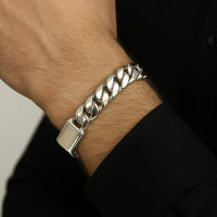 Thumbnail for Cuban Dominio 14mm — Silver Cuban Bracelet 999 (22 cm / 8.6”) - nativosjewelry