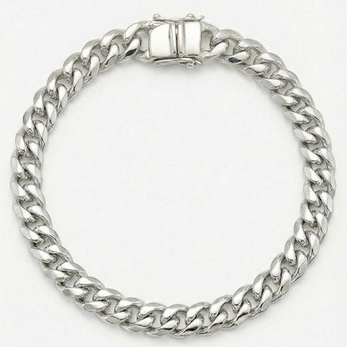 Miami Clean 5mm — Silver Cuban Bracelet 999 (21cm) - nativosjewelry