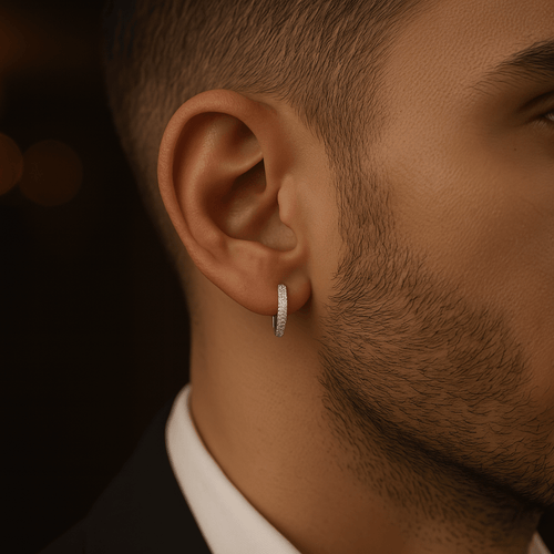 Aretes de Aro Hombre Plata con Circones – Joyería de Lujo Masculina - nativosjewelry