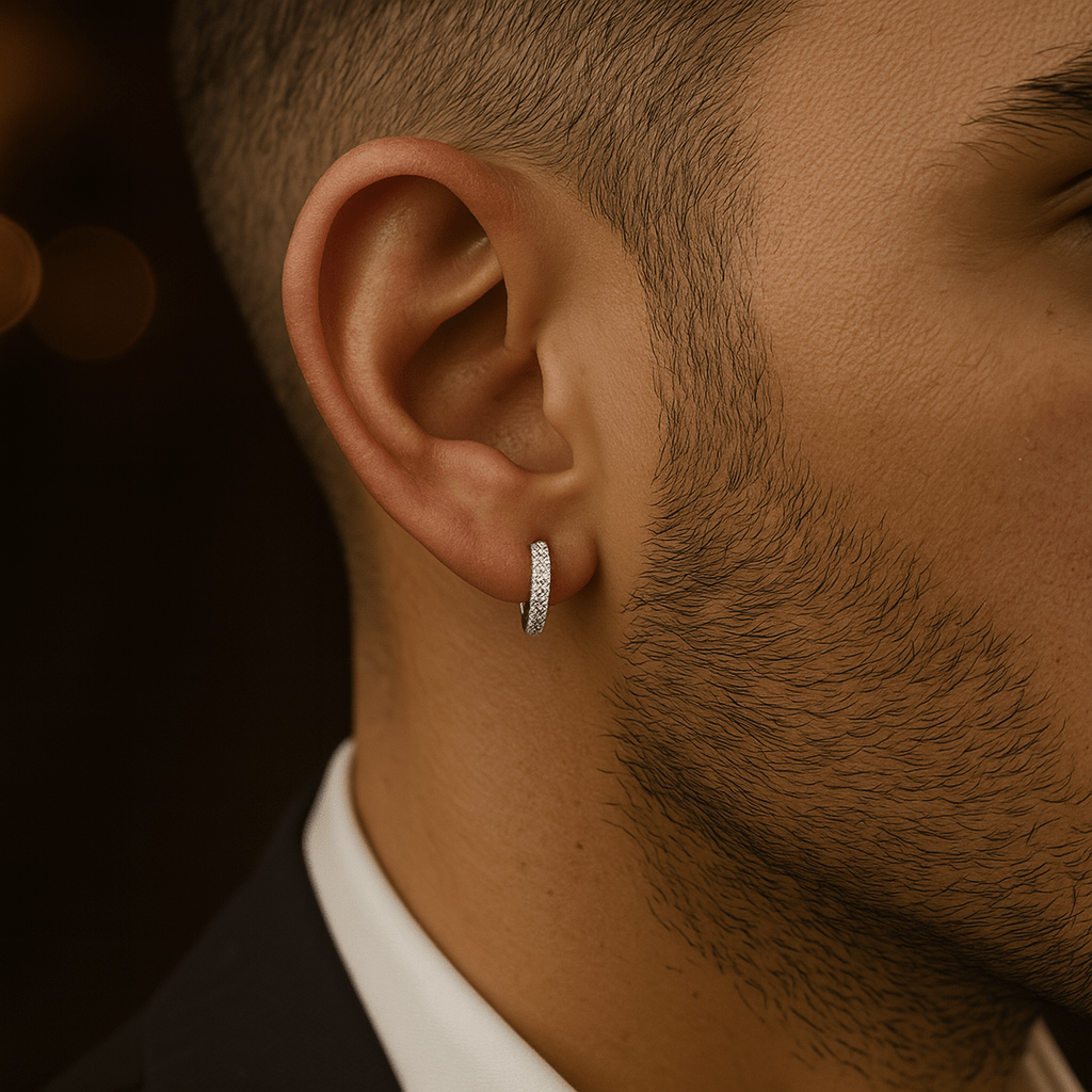 Aretes de Aro Hombre Plata con Circones – Joyería de Lujo Masculina - nativosjewelry