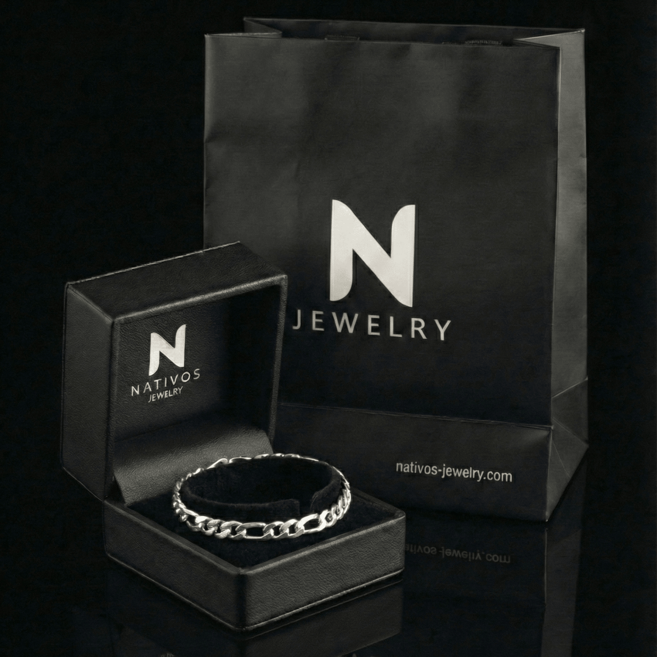Fígaro Clásico 3mm — Silver Bracelet 950 - nativosjewelry