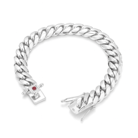 Thumbnail for Cuban Prestige Broche circón 10mm — Silver Cuban Bracelet 999 (21cm) - nativosjewelry