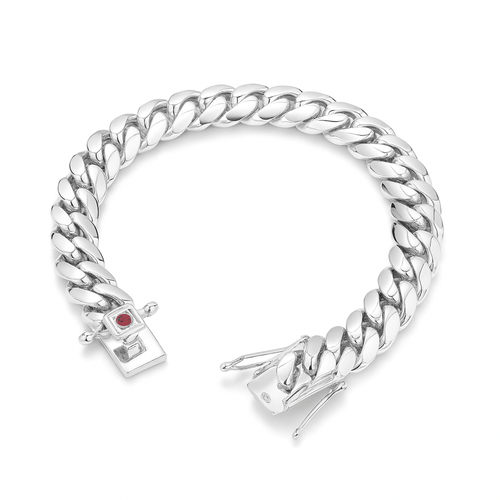 Cuban Prestige Broche circón 10mm — Silver Cuban Bracelet 999 (21cm) - nativosjewelry