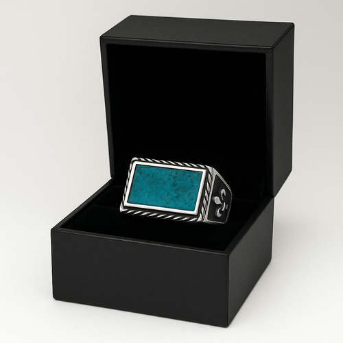 Flor de Lys Crisocola — Anillo Plata 950 - nativosjewelry