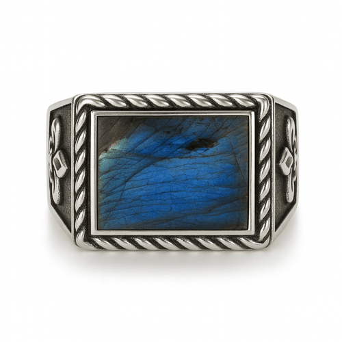 Labradorite Aura — Silver Ring 950 - nativosjewelry