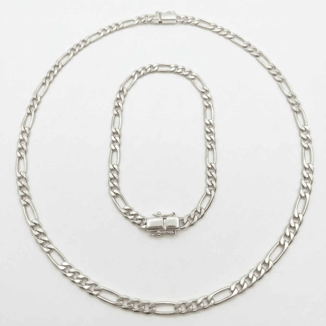 Set Fígaro 4mm — Cadena y Pulsera Plata 950 - nativosjewelry