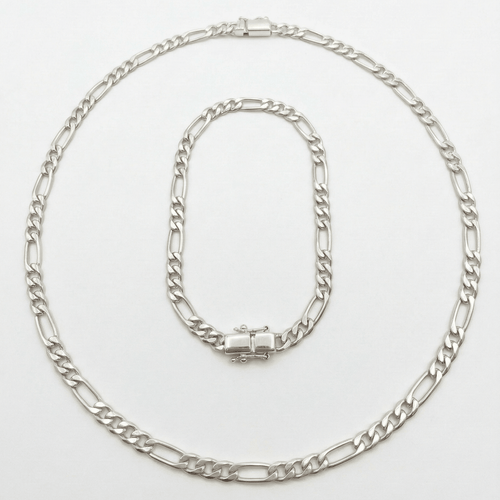 Set Fígaro 4mm — Cadena y Pulsera Plata 950 - nativosjewelry