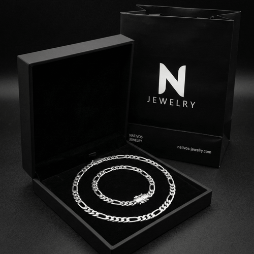 Set Fígaro 4mm — Cadena y Pulsera Plata 950 - nativosjewelry