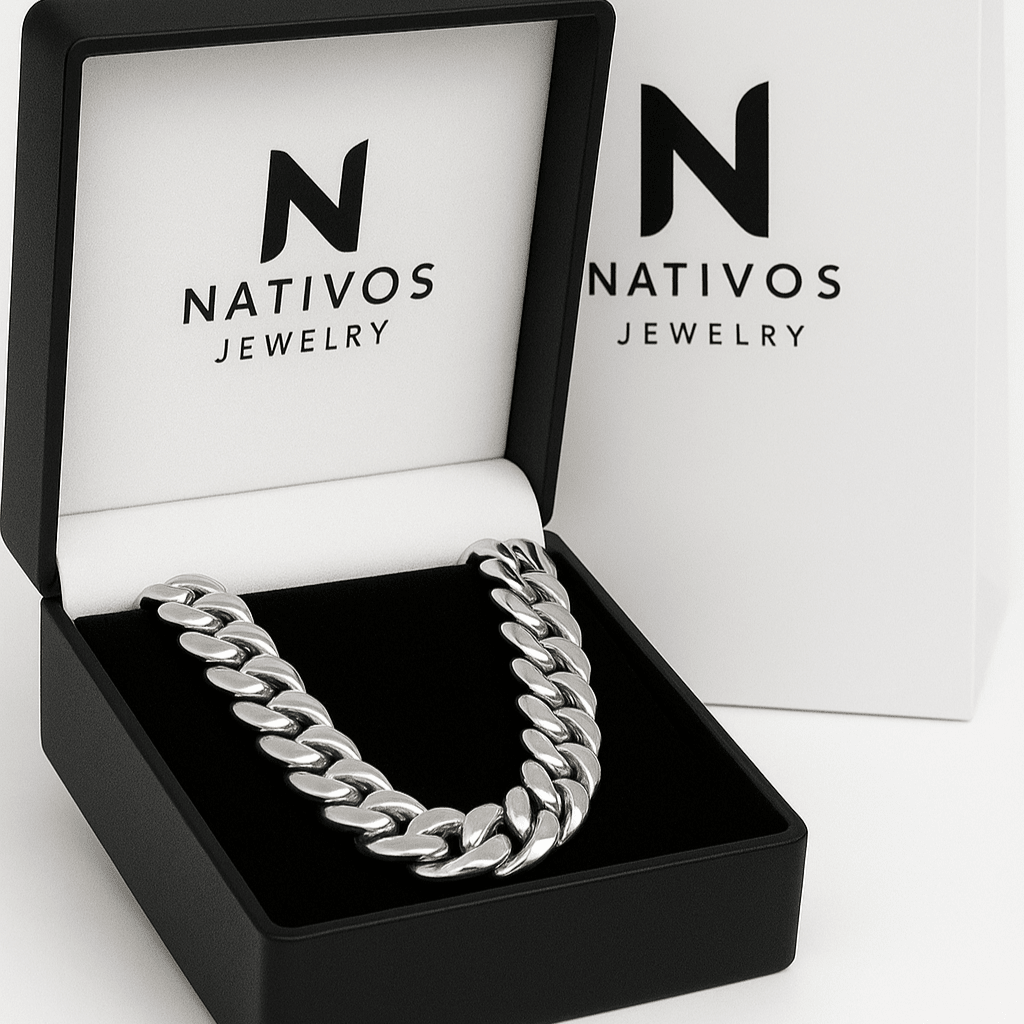 Cadena Miami Cuban 14mm Plata ley 999 - nativosjewelry