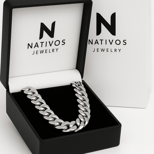 Cadena Miami Cuban 14mm Plata ley 999 - nativosjewelry