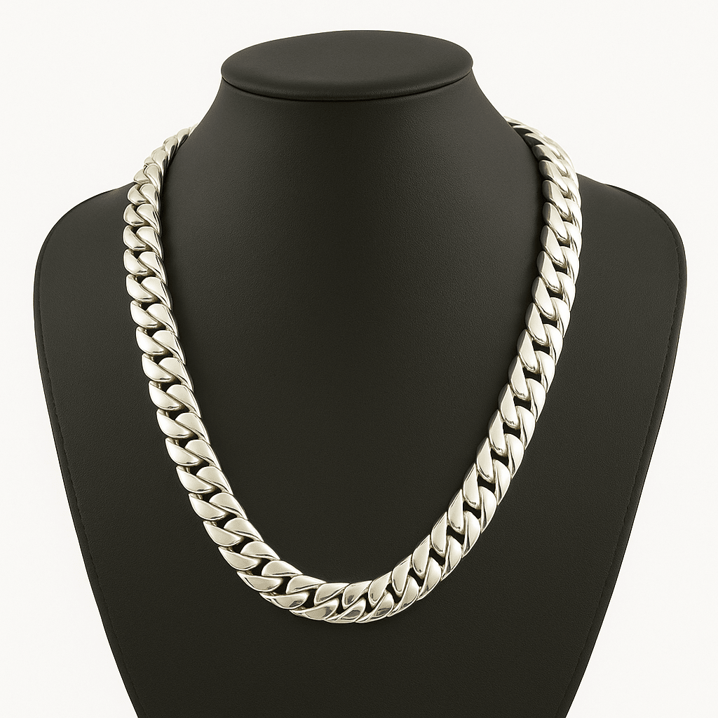 Cadena Miami Cuban 14mm Plata ley 999 - nativosjewelry