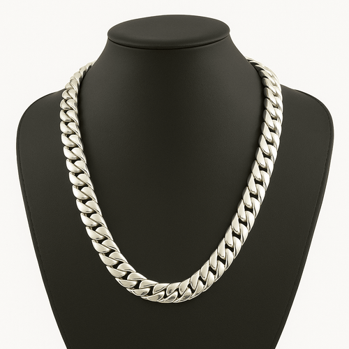 Cadena Miami Cuban 14mm Plata ley 999 - nativosjewelry