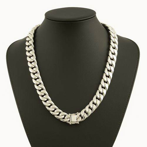Cadena Miami Cuban 14mm Plata ley 999 - nativosjewelry