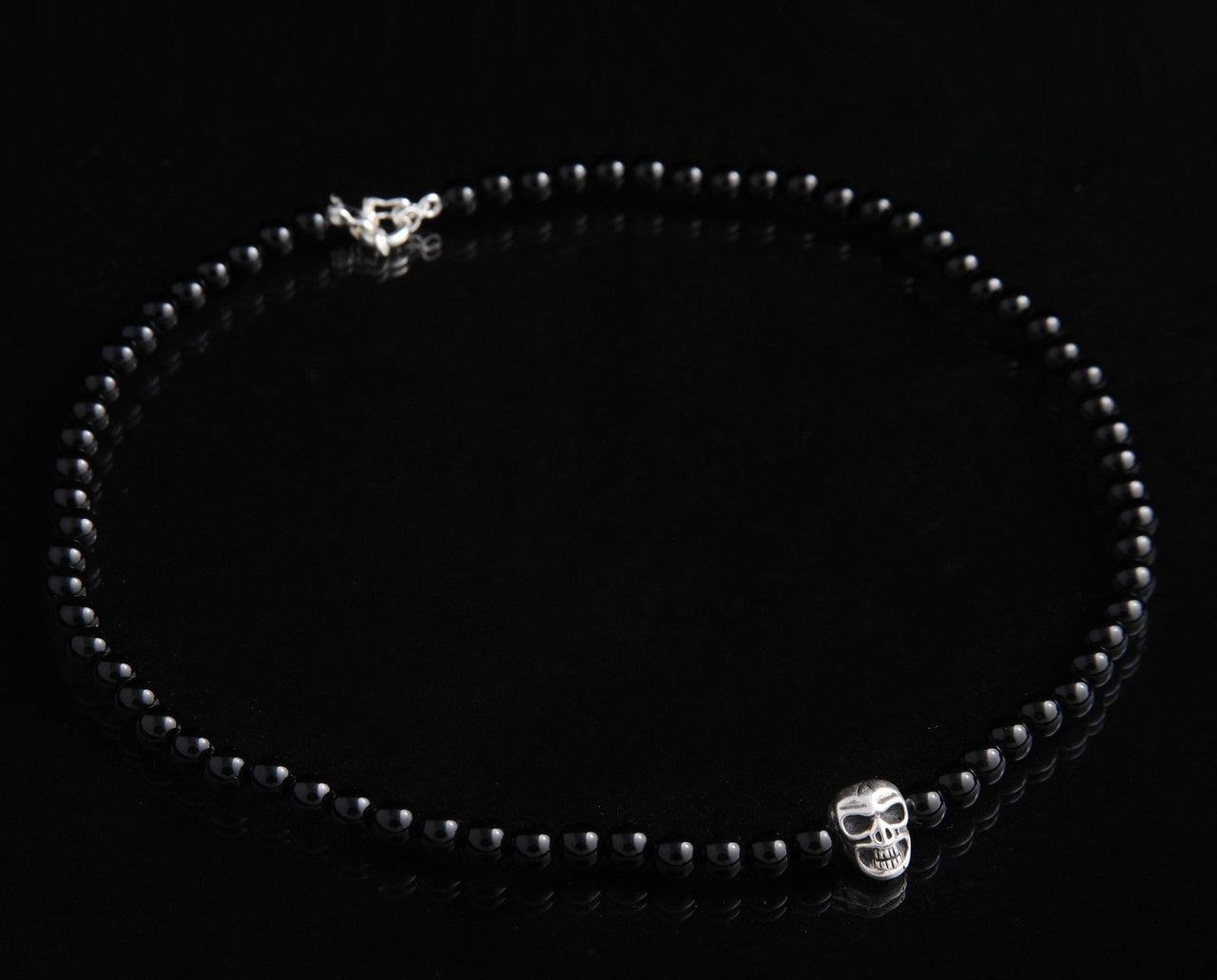 Conjunto de Cadena y Cruz de Plata 950 quemada y gargantilla Onix skull - nativosjewelry