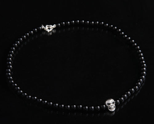 Conjunto de Cadena y Cruz de Plata 950 quemada y gargantilla Onix skull - nativosjewelry